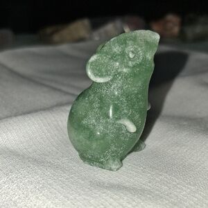 Green Stone Mouse Figurine